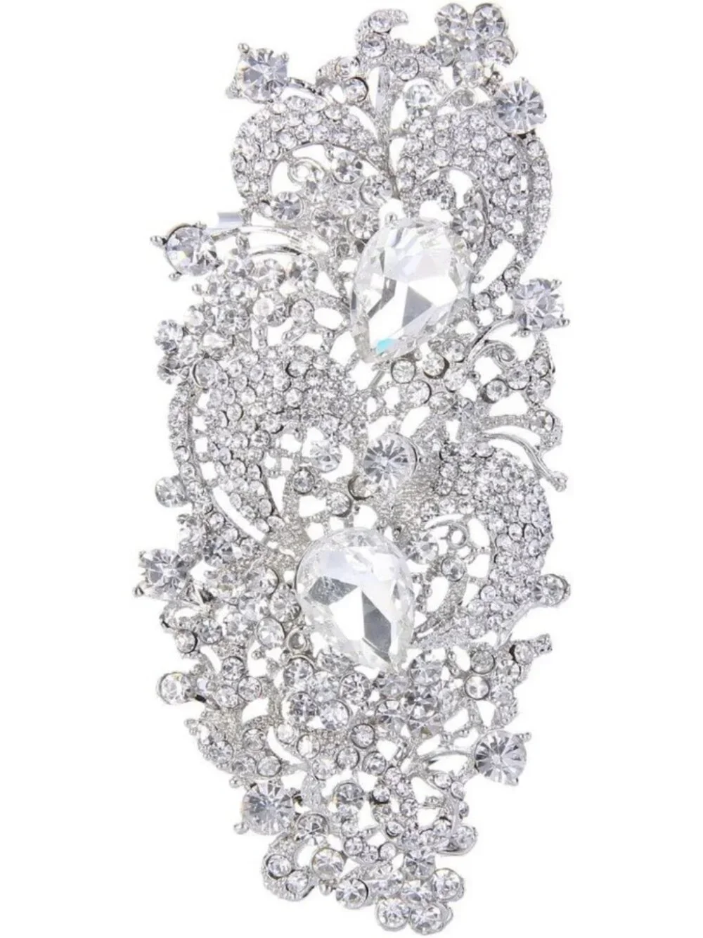 Stunning Austrian Crystal Flower Brooch - Elegant Wedding Accessory, 4.1 Inch